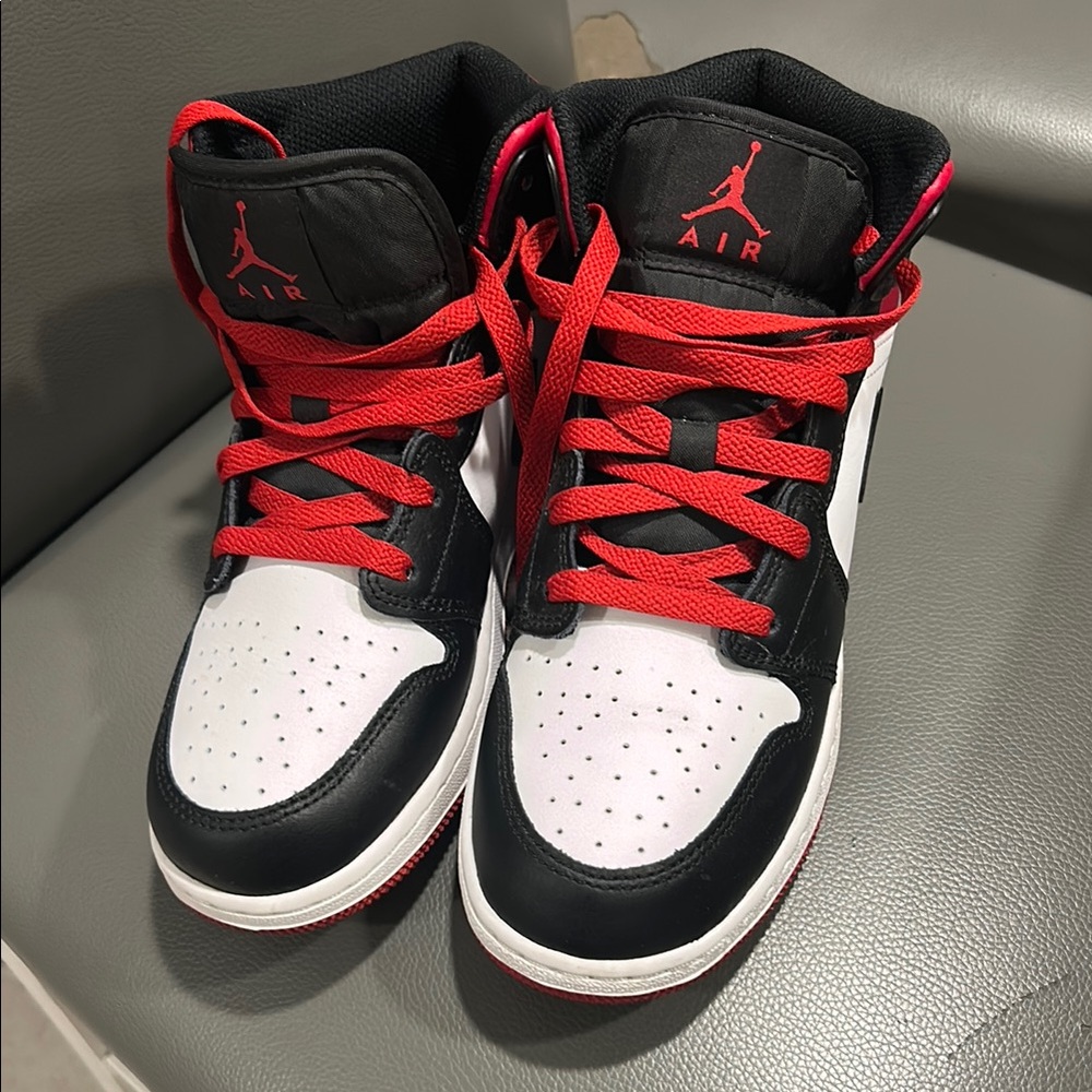 Nike Air Jordan’s - mid kids 6Y- Black, White, and Red
